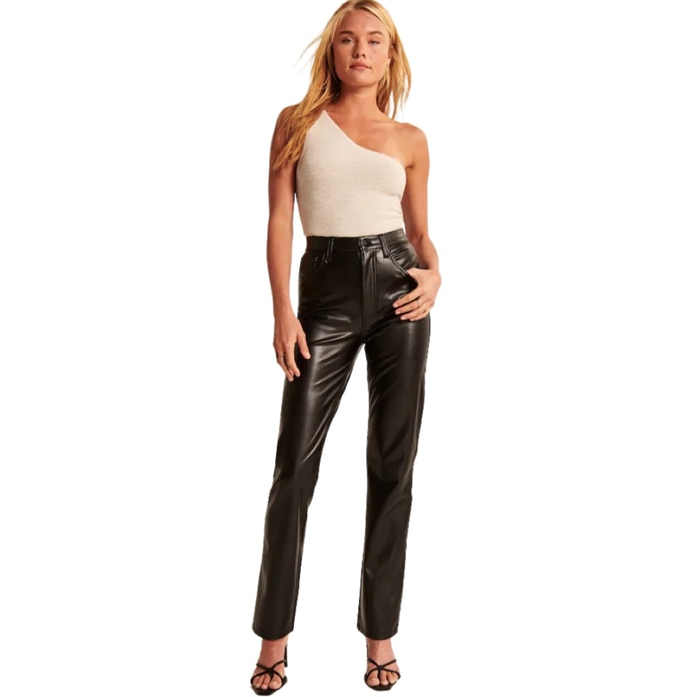 Abercrombie & Fitch Vegan Leather 90s Straight Pants